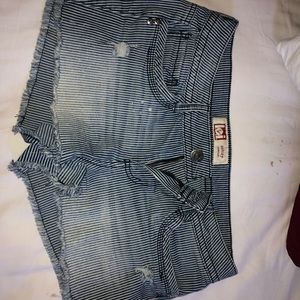 Levi white and denim pinstriped shorts from target